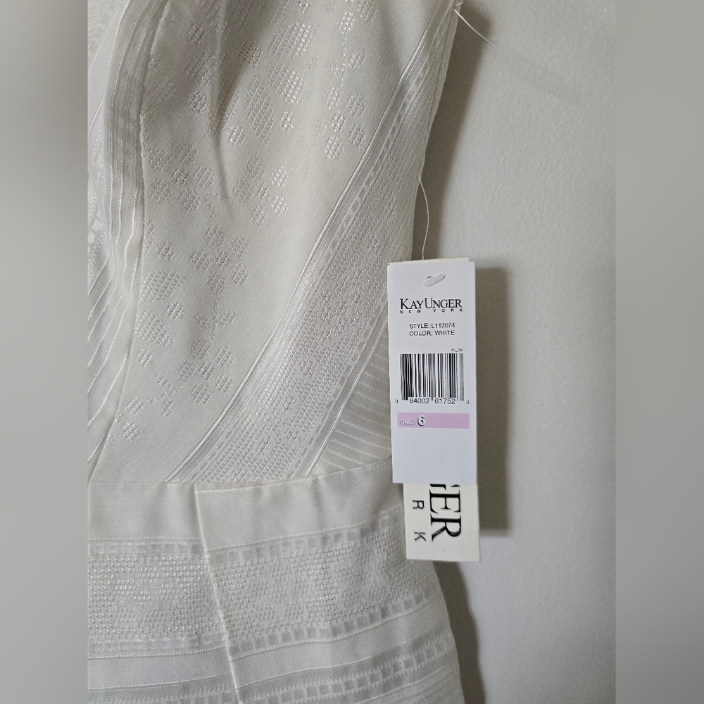 New Kay Unger New York Womens Size 6 A Line V Neck Short Ivory Sleeveless Dress - Picture 6 of 16